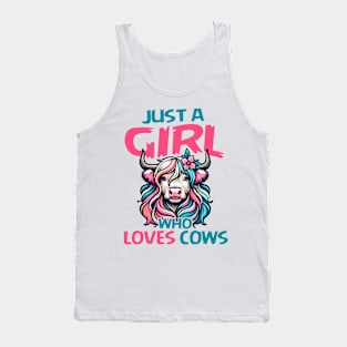 Scottish Highland Cow-Shirt Just Girl Loves Cow Kids Toddler Tank Top